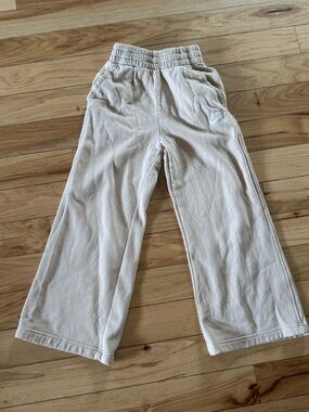 Nike Girls Wide Leg Sweatpants Size Small 8-10 Beige Drawstring Joggers